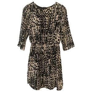 Everly Shift Lined Dress Size S Black White Abstract Zip Closure 3/4 Sleeve